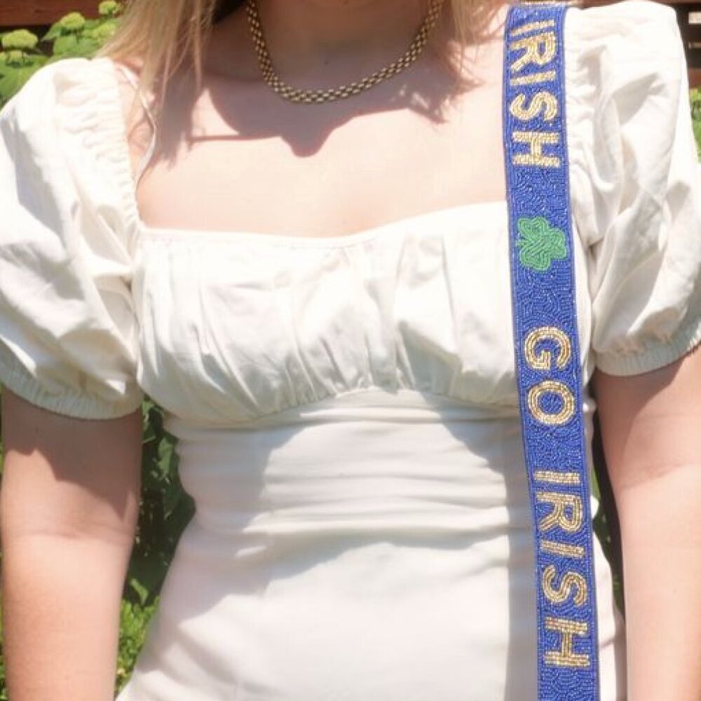 University of Notre Dame GO IRISH Beaded Purse Strap | Notre Dame Accessory